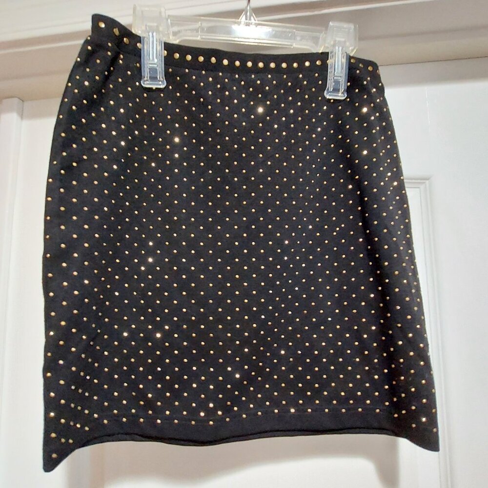 Black stretch studded pencil, mini skirt  Sz M